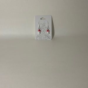 Red mushroom earrings handmade